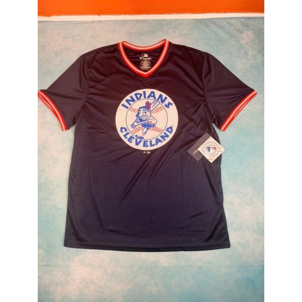 Cleveland Indians Vintage Style Baseball Jersey MLB Navy Blue Red White